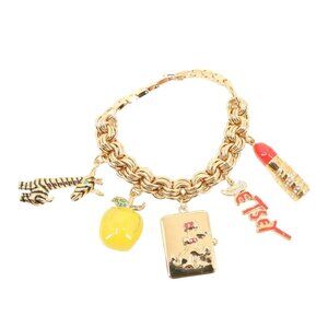 Betsey Johnson Pop Pop 70’s Brights Collection Gold Charm Bracelet Watch